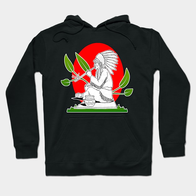 Native American with Peace Pipe Hoodie by Marccelus